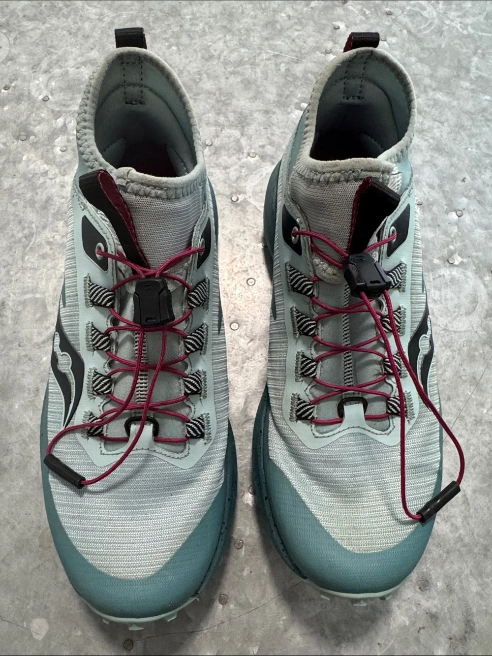Saucony Mint Green Trail Runners with Pink Laces